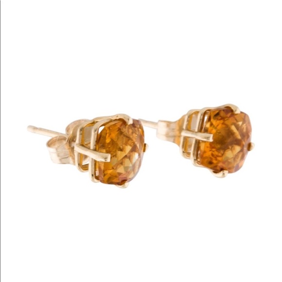 Brand New 14K Gold Citrine Stud Earrings - Picture 1 of 6
